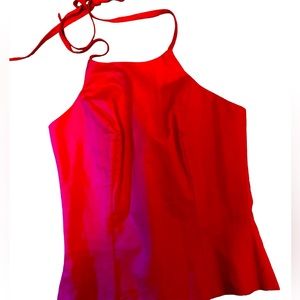 Vintage Salma red halter top, zipper back, Sz 2-4